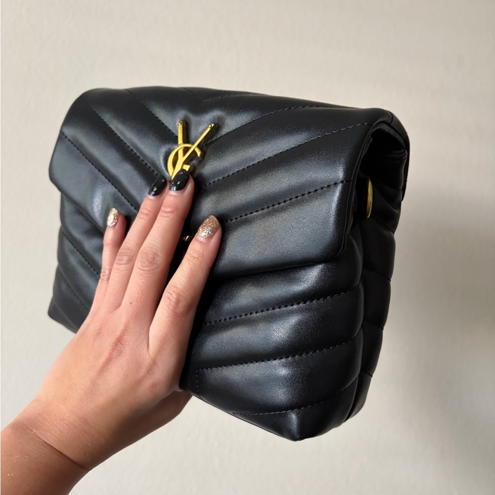Black Quilted Crossbody Bag with Gold Hardware - Picture 3 of 6